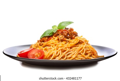 Traditional spaghetti bolognese isolated on white background