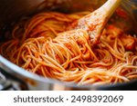 traditional spaghetti bolognese pasta in a pot 