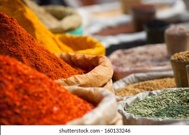 Traditional Spices Market In India. 