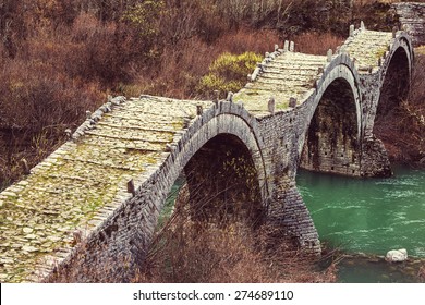 Traditional stone bridge in  Greece