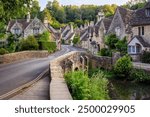 Traditional stone houses in Castle Combe village, one of the most picturesque villages in Cotswolds, England, United Kingdom