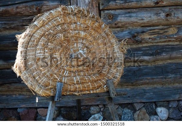 Traditional Straw Target Archery Standing Front Stock Photo Edit