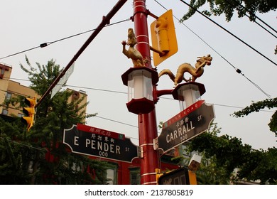 Traditional street sign in Chinatown Vancouver