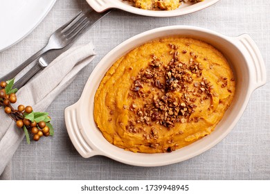 Traditional Sweet Potato Casserole, Overhead Shot