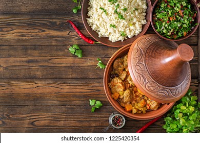 الطبخ المغربي الطحين المغربي Traditional-tajine-dishes-couscous-fresh-260nw-1225420354