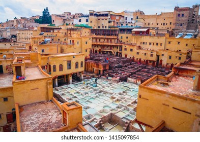 Traditional Tannery In Ancient Medina Of Fez, Morocco