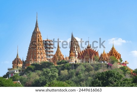 Traditional temples Wat Tham Suea at Kanchanaburi Province in the west of Thailand  
