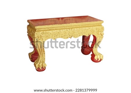 Traditional Thai altar table isolated on a white background with clipping path.