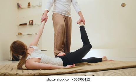 Traditional thailand therapy - extremely massage session for white caucasian young woman