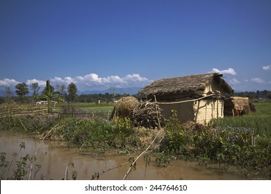 Traditional Tharu Houses In Terai, Nepal