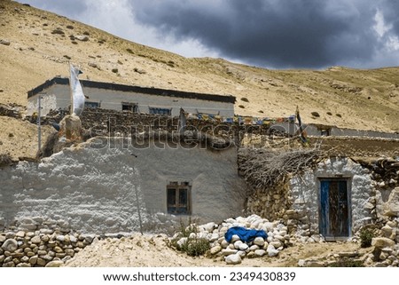 Traditional Tibetan Houses in Thinggar Valley of Lo Manthang in Upper Mustang of Nepal