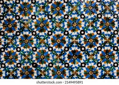 Traditional Tiled Wall Decoration In A City Palace In Seville, Spain.