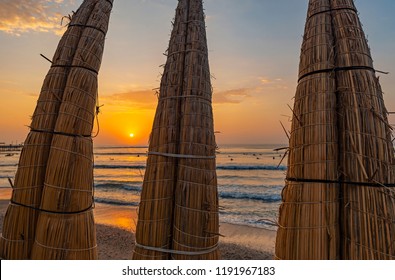 Traditional totora reed boats