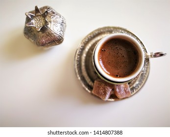 Traditional Turkish Coffe And Turkish Delight 