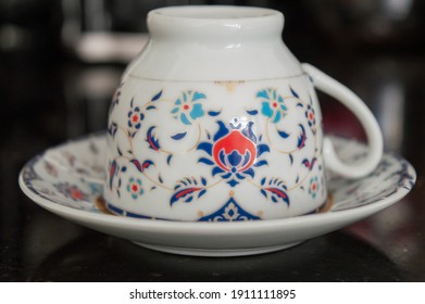 Traditional turkish coffee fortune,coffee cup inverted on a black background - Powered by Shutterstock