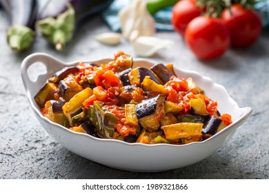 Traditional Turkish Food; Eggplant Meze (Turkish Name; Saksuka)