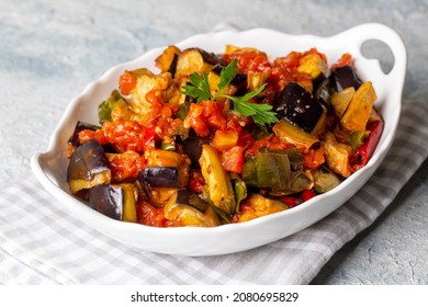 Traditional Turkish Food; Eggplant Meze (Turkish Name; Saksuka)