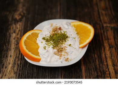 Traditional Turkish And Greek Food Appetizer (meze) On Wood Background. 