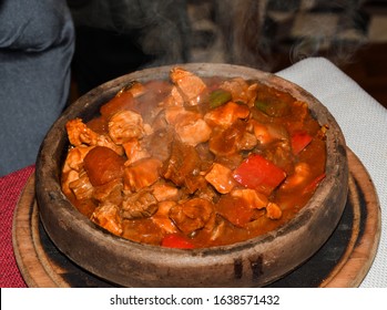 Traditional Turkish Testi Kebab - Tandir - Pottery Kebab Cooked In Clay Pt Over Fire In Istanbul.