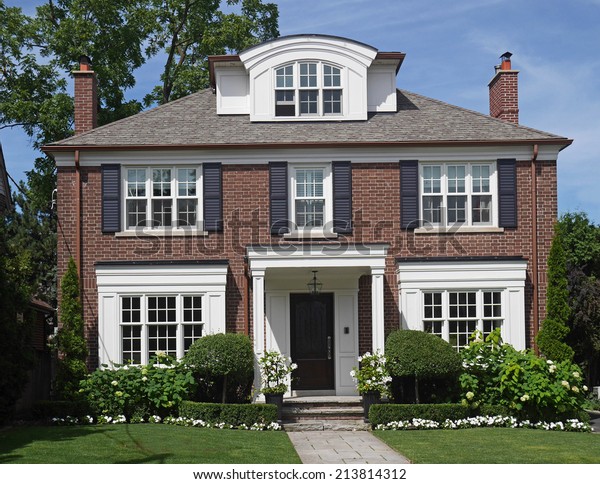 Traditional Two Story Brick House Dormer Stock Photo Edit Now