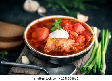 Traditional Ukrainian Russian Borscht White Beans Stock Photo ...