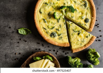 Traditional vegetable quiche with broccoli and cheese