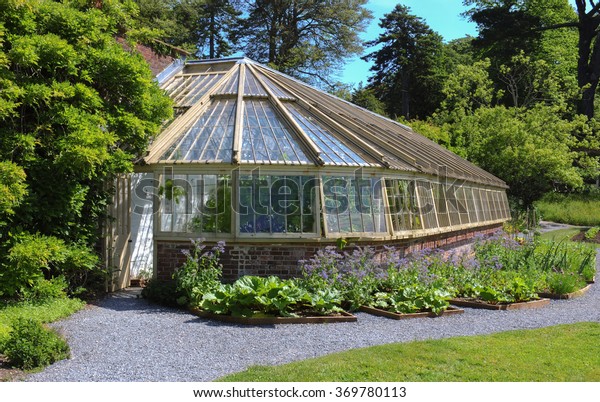 Traditional Victorian Greenhouse Country Cottage Garden Stock