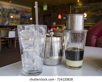 Traditional Vietnam Style Drip Coffee, Serve With Condensed Milk