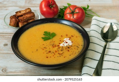 Traditional Warming Turkish Red Lentil Puree Soup - Merzimek Chorbasy.