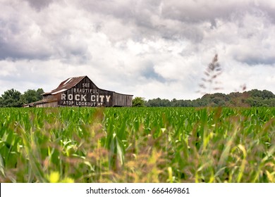 Traditional Weathered Barn In Southern Appalachia Painted With 