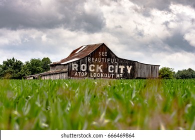 Traditional Weathered Barn In Southern Appalachia Painted With 