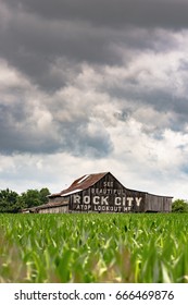 Traditional Weathered Barn In Southern Appalachia Painted With 