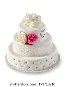 Traditional Wedding Cake On A White Background