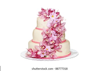 Traditional Wedding Cake On A White Background