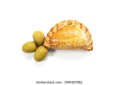 Traditional wholegrain empanada with white background. - Shutterstock ID 1989307082