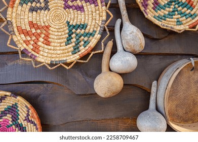 Traditional wickerwork (baskets, and containers) from cyprus island .. vintage interior decorations 