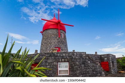 A traditional windmill on Vila da Praia, Graciosa Island, Azores, Portugal