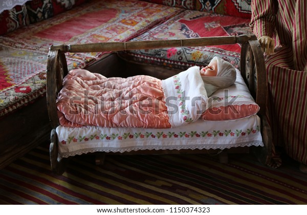 traditional wooden cradle