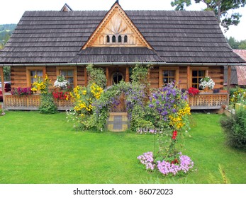 Traditional Wooden House In Zakopane, Poland, Tatra Mountain Area