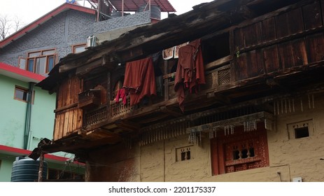 Traditional wooden houses in old manali