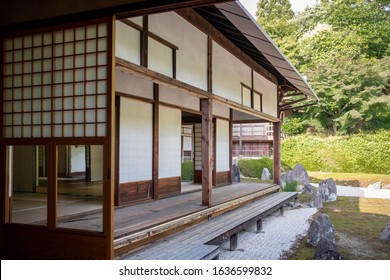 Traditional Wooden Japanese Tea House In Kyoto, Japan