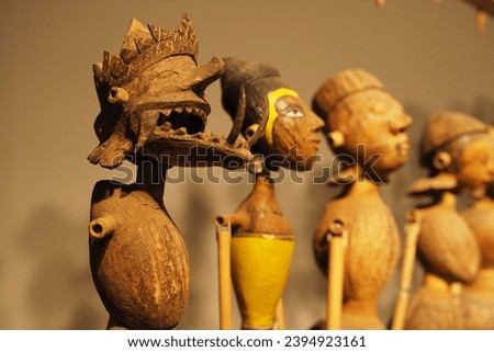Traditional wooden Puppet called Wayang Golek originated from Indonesia, made from coconut shells in various shapes