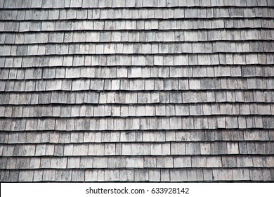 Traditional wooden shingles wall of an Austrian house