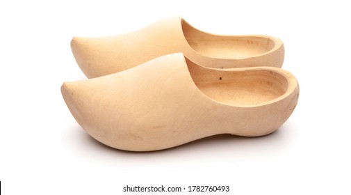 Traditional wooden shoes isolated on white background