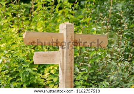 Traditional wooden signpost United Kingdom. Blank