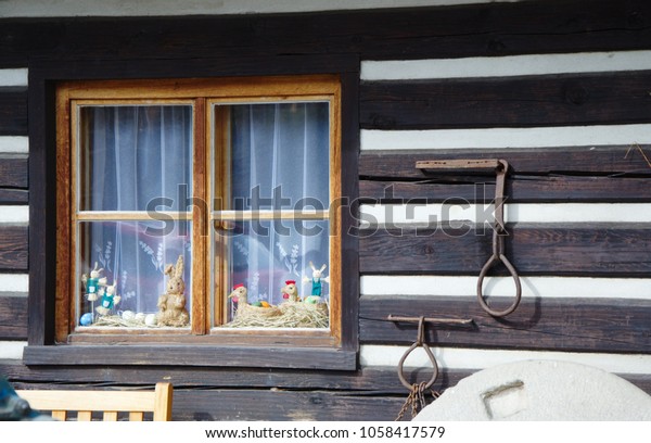 Traditional Wooden Timbered House Wooden Small Stock Photo Edit