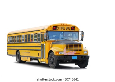 Traditional Yellow Schoolbus Isolated On White Background