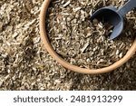 Traditional yerba mate in wooden bowl.traditional Argentine drink. 