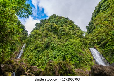 Trafalgar Falls In Dominica Before Hurricane Maria Damage.