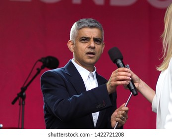 Trafalgar Square, London – 08th June 2019 – Special Guest, The Mayor Of London, Mr Sadiq Khan, On Stage At The Eid In The Square Event In Central London